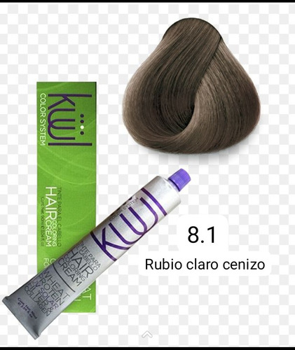 Tinte Kuul 8.1 Rubio Claro Cenizo 90ml + Agua 