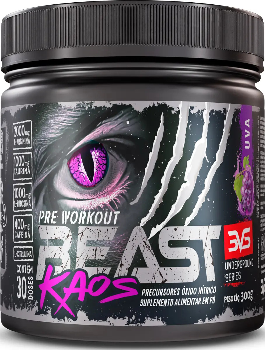 Pré Treino Beast Kaos 300g - Sabor Uva