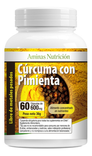 Cúrcuma Y Pimienta 60 Cápsulas De 600mg, Producto Natural