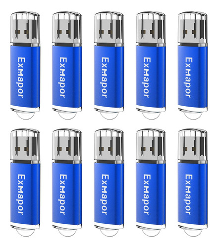 Unidad Flash Usb Exmapor De 2 Gb, Memoria Usb 10 Piezas Azul