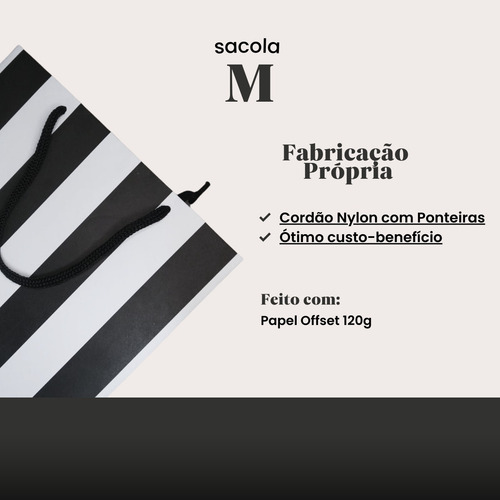 50 Sacolas De Papel Para Presente (m) - 22x18,5x9cm