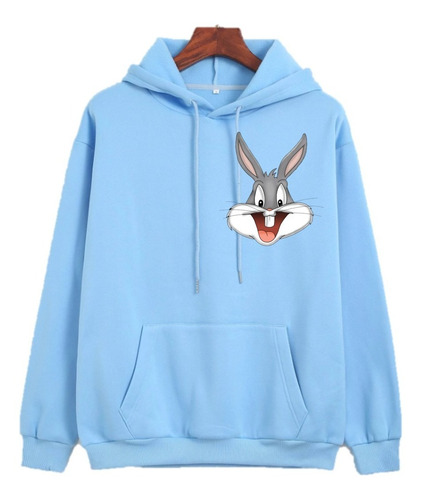 Poleron Bugs Bunny Tipo Canguro Con Capucha Pow Club Colores