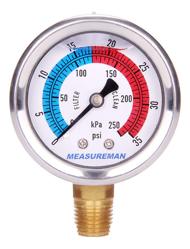 Measureman Medidor Presion Filtro Piscina Relleno Glicerina