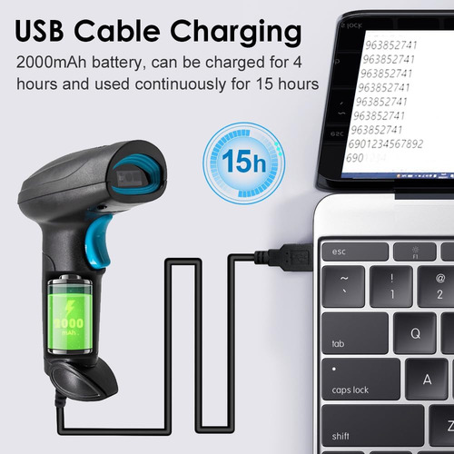 Ahanin Escáner De Código De Barras 1d 2d Qr Usb Con Cable Y