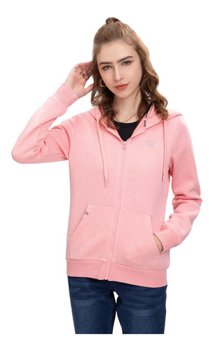 Polerón Hoodie Full Zipper Rosa Mujer Fashion´s Park