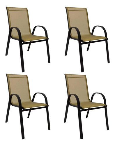 Cafe - Set De 4 Sillas Para Exterior Asturias The Shop, Resi Color de la estructura de la silla Negro