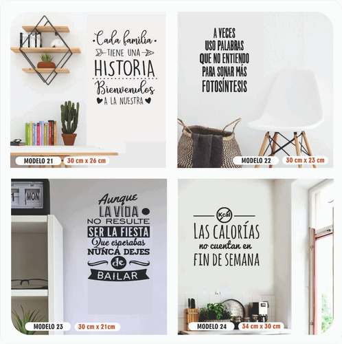 Imagen 7 de 10 de Vinilo Decorativo Frases Pared Vidrio Heladera Espejo Cocina