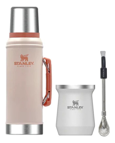 Kit Termo Rosa Stanley 940 Con Mate Y Bombilla Stanley Color Blanco