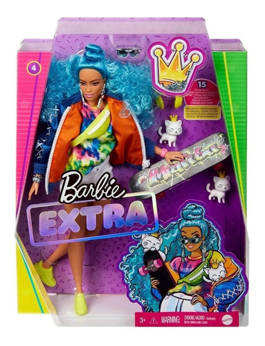 Barbie Fashionista Extra #4 Cabello Azul Ondulado Muñeca