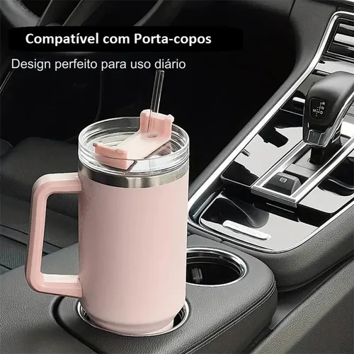Caneca Térmica Copo 1200ml Quente Frio C/ Canudo E Tampa