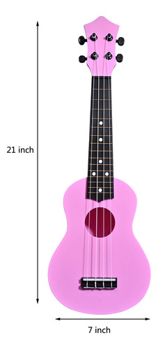 Ukelele Soprano 21 Pulgadas Rosa Para Niños Principiantes