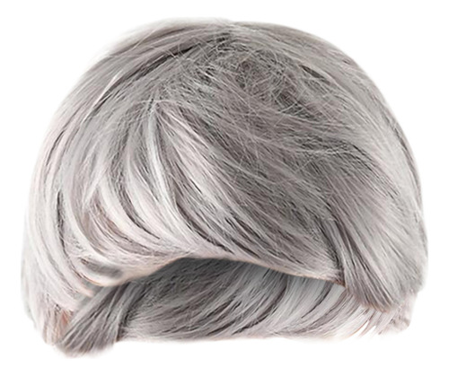 Peluca Corta Y Rizada Para Hombre, Color Gris, Natural, Para