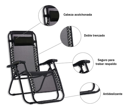 Imagen 5 de 9 de Reposera Gravedad Cero Plegable Reforzada