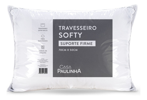 Travesseiro Softy C/suporte Firme De Poliéster/antialérgico Cor Branco
