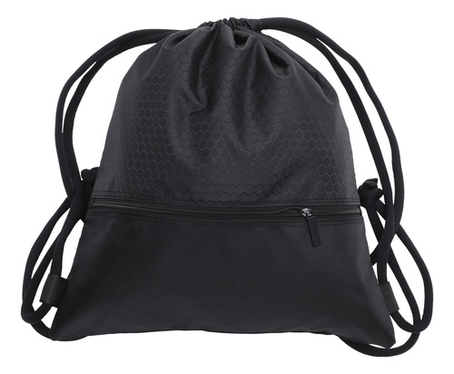 Mochila Deportiva Grande Con Cordón Negro Y Bolsillo Para Ba