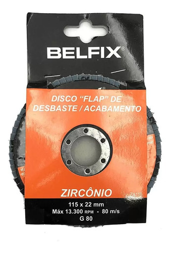 Disco Flap 4.1/2 115mm Grão 80 Zirconio Desbaste Lixadeira