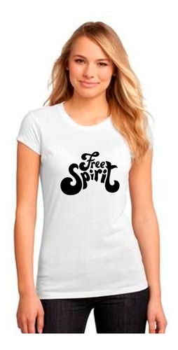 Polera Manga Corta Dama Frase Free Spirit Espiritu Libre 