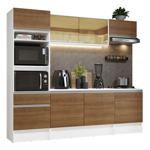 Mueble De Cocina Integral 240cm Diamante Madesa Blancomarron