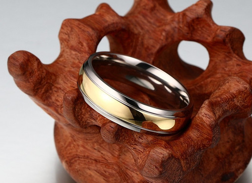 Anillo Elegante De Acero Para Bodas- Compromisos.
