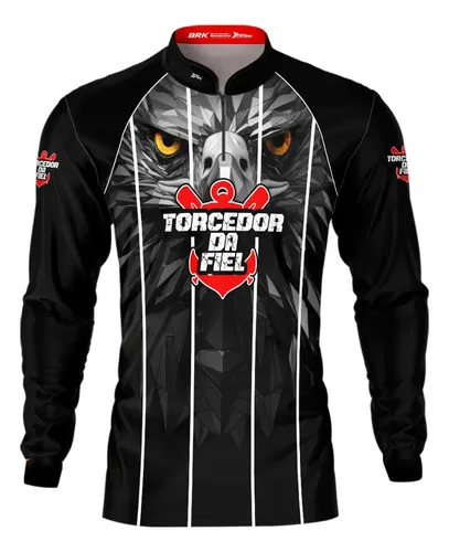 Camisa De Time Preta Premium Brk Timão Torcida Da Fiel Uv50+