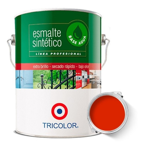 Esmalte Sintetico Base Agua Prof 1 Gl Rojo Mandarín Tricolor