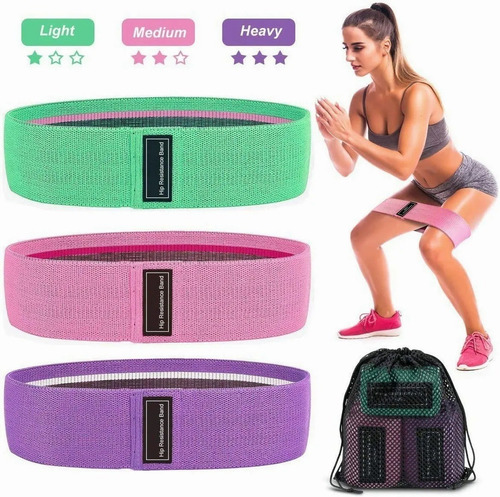 Imagen 3 de 9 de Bandas De Ejercicio Cadera Con Resistência,3 Pcs