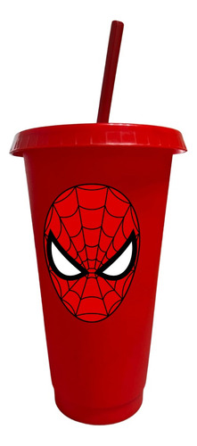 Vaso Con Popote 32 Pzas Personalizados 16oz Spiderman
