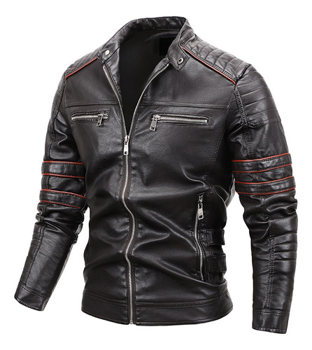 Pu Leather Jacket Velvet Biker Suit