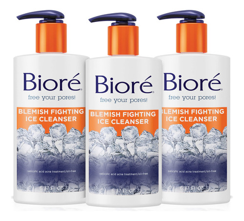 Biore Ice Cleanser Face Wash, Limpiador Para Combatir Manch.