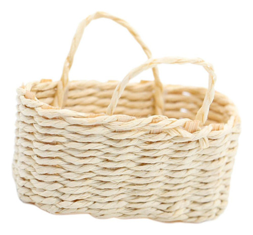 Cesta De Picnic Tejida Bakset De Casa De Muñecas En