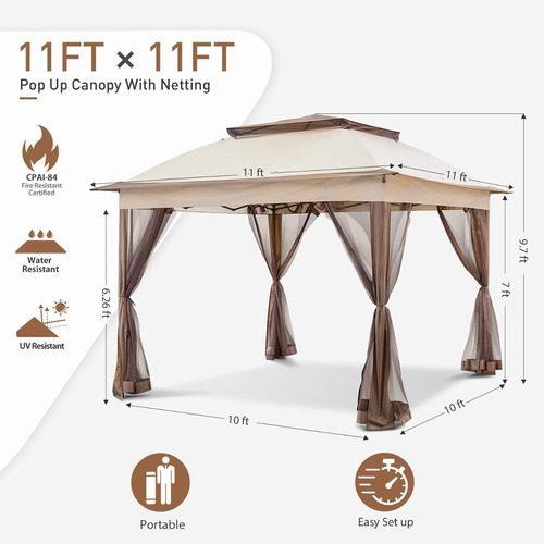 Carpa Toldo Gazebo Instantaneo 3x3 Bolsa Transporte Beige