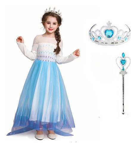 Fantasia Festa Infantil Elsa Filme Frozen 2 Com Acessórios