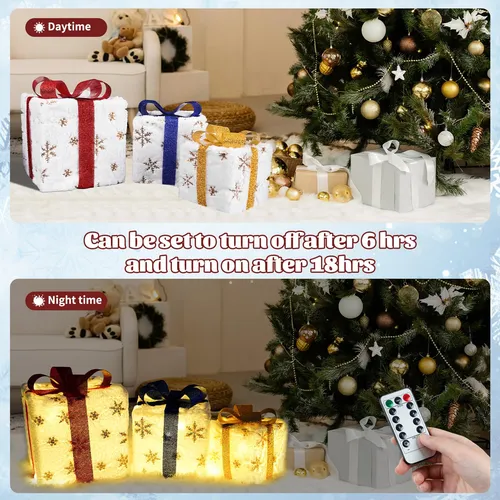 Christmas Lighted Gift Boxes Decorations Husuime Set Of 3