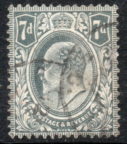 Reino Unido Sello Usado De 7 P. Rey Eduardo 7° Año 1909-10 