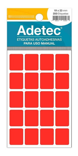 200 Etiquetas Manual Rectangular Mix Fluor 19x23 Mm - 2192