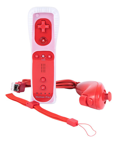 Wii Remote Motion Plus Interno + Nunchuck Rojo + Funda