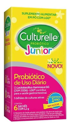 Culturelle Probiótico Junior 6 Sachês 1,2g S/ Sabor- Cellera