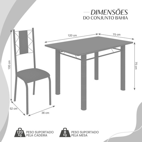 Set de mesa Bahia para comedor, tubo, 120 x 75 cm, con la parte superior