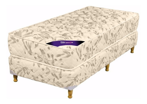 Sommier Colchon 1 1/2 Plaza Y Media Espuma Alta Densidad Color Beige
