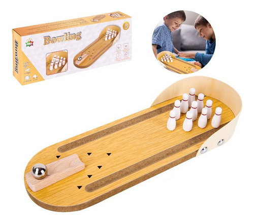 Mini Juego De Bolos Madera