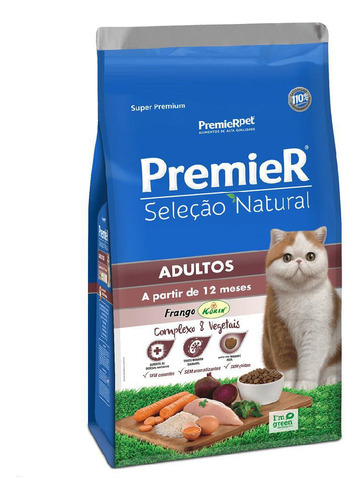 Ração Premier Gatos Adultos Seleção Natural Frango 1,5kg