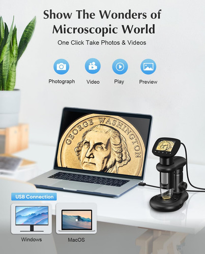 Handheld Digital Microscope With 2 Lcd Screen,1000x