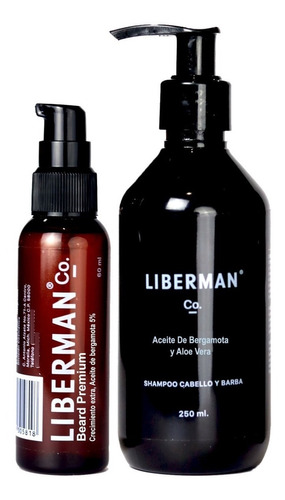 Kit Liberman Loción Beard Premium + Shampoo Bergamota Y Aloe