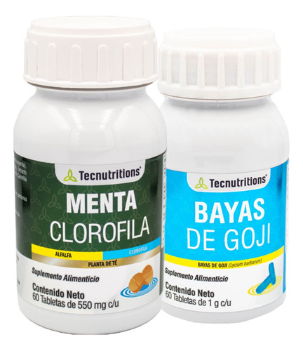 Kit De Suplementos Menta + Bayas De Goji Limpieza Intestinal Sabor Sin Sabor