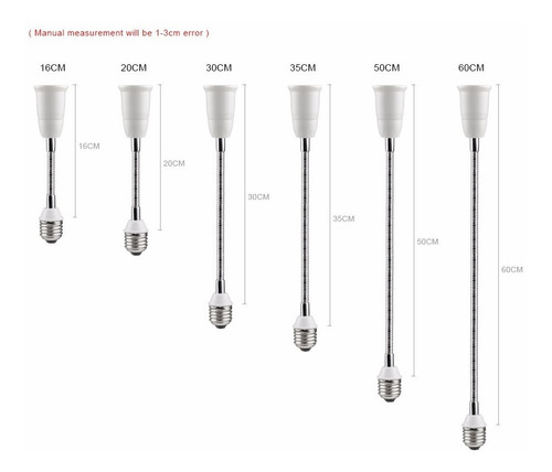 Imagem 5 de 5 de Soquete Bocal Prolongador Flexivel Lampada E27 20cm