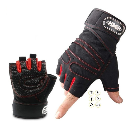 Imagen 1 de 8 de Guantes Para Gimnasio Deportivos Con Muñequera Entrenamiento