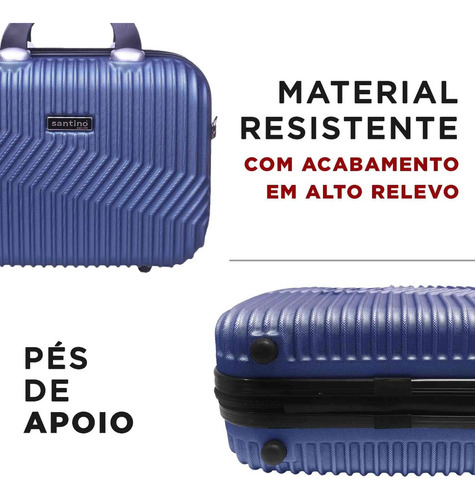 Necessaire Mala De Mão Média Rígida Cor Azul-marinho