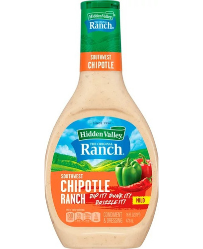Hidden Valley Aderezo Ranch Chipotle 473 Ml 2 Pz Sin Gluten