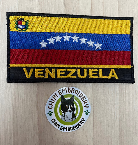 Parche Bordado Bandera De Venezuela Con Palabra Venezuela