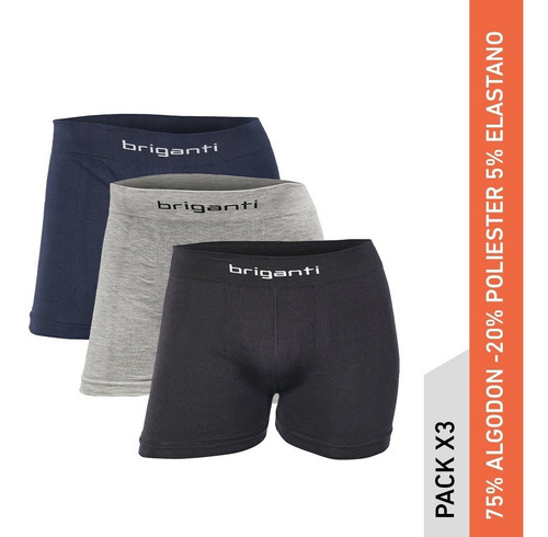 Imagen 2 de 10 de Pack X3 Boxer Hombre Algodon Briganti Calzoncillos Hxim09533